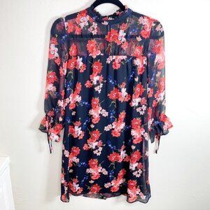 Express Black Floral Semi Sheer Mini Dress